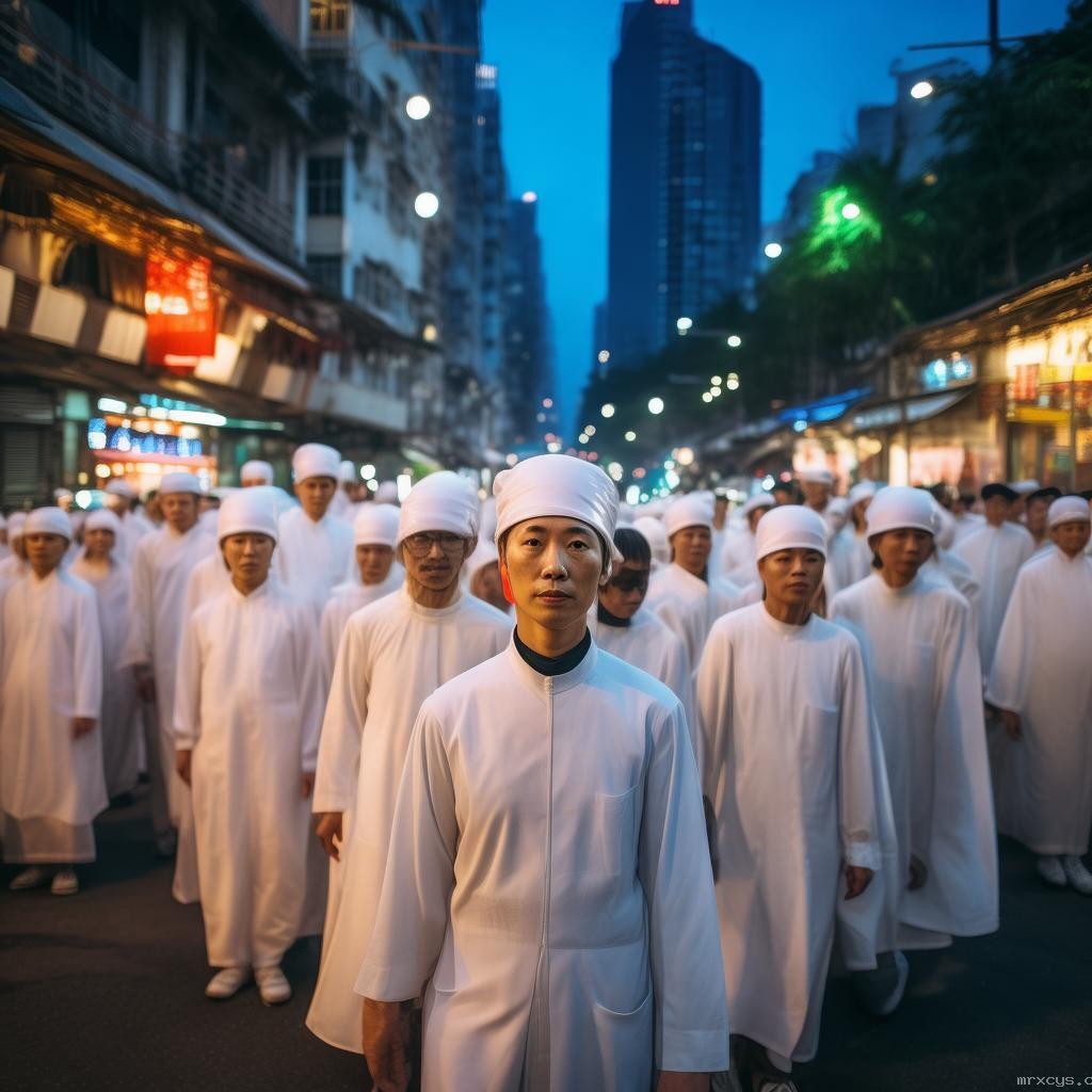 廣州50多人凌晨穿白衣列隊街頭行走：奇特行為背后的文化探索
