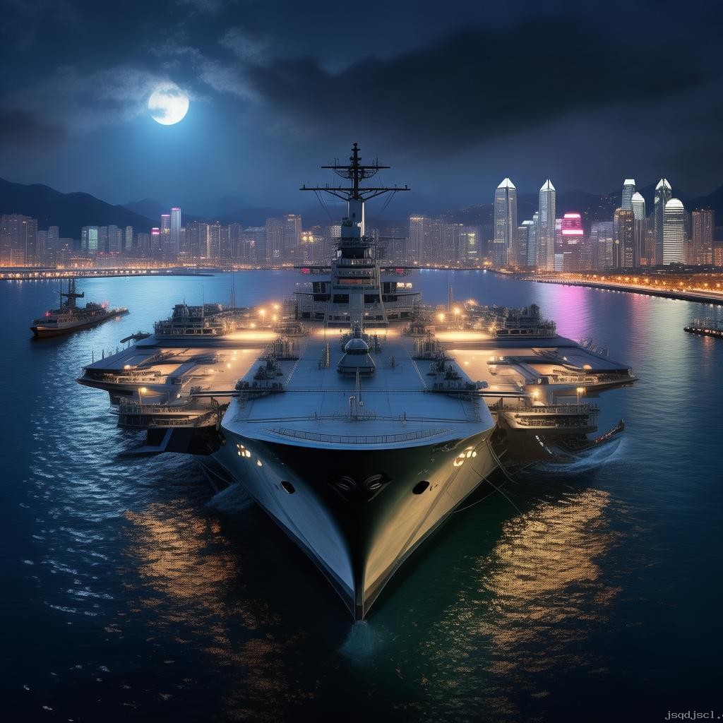 航拍山東艦夜泊維多利亞港的安全與協調方案